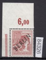 Berlin 1948, Mich.-Nr.: 14 ** Eckrand  geprüft