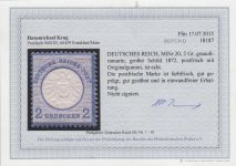DR 1872, Mich.-Nr.: 20 ** geprüft  Befund