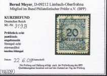 DR 1923, Mich.-Nr.: 319 B  gestempelt  geprüft  Befund