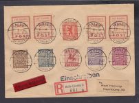 Strausberg, Mich.-Nr.: 34-37 B gestempelt auf Brief