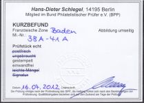 Alliierte Franz. Zone Baden Mi. Nr. 38-41 gestempelt  geprüft  Befund