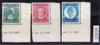 Alliierte Franz. Zone Rheinland Pfalz Mi. Nr. 46-48 **  geprüft   Eckrand