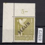 Berlin 1948, Mich.-Nr.: 17 ** Pl. Eckrand  geprüft   Plattennummer  Mi. 1200,00