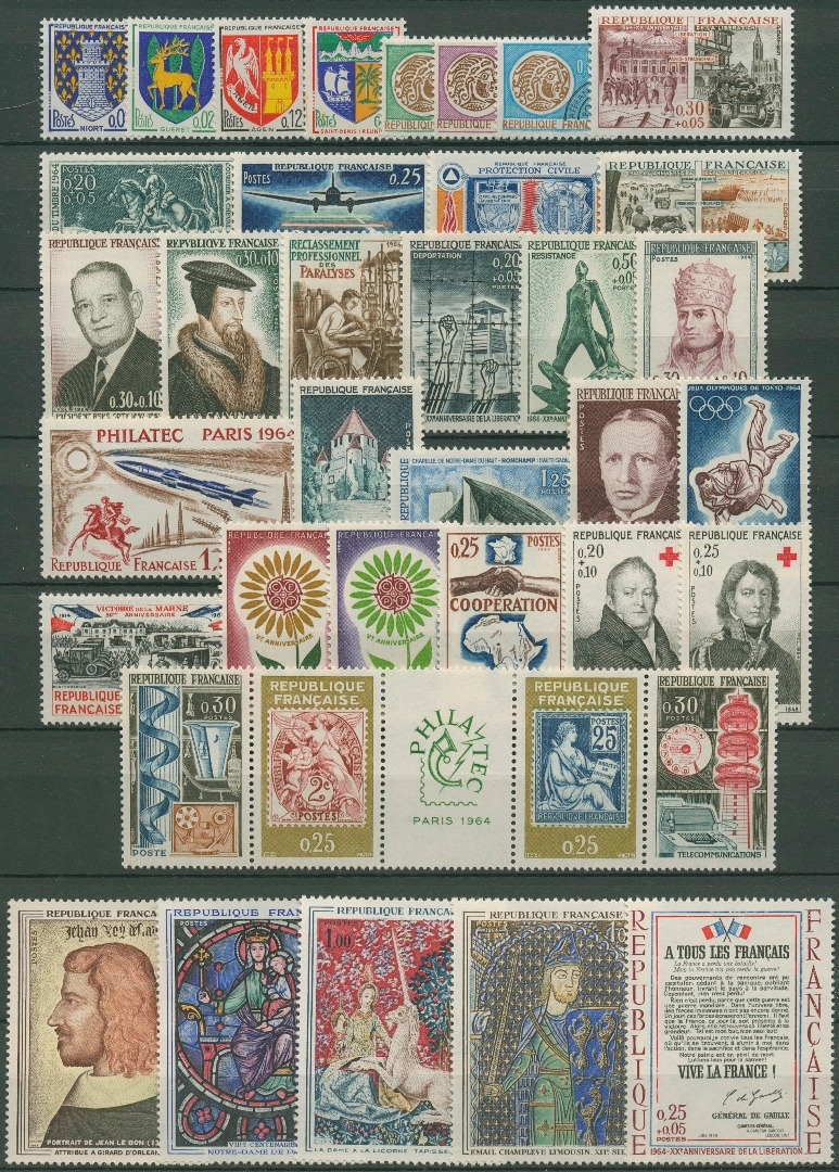 BRIEFMARKEN SCHWEIZ JAHRGANG 1964 KOMPLETT MICHEL NR. 791 - 807