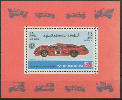 Jemen (Königreich) 1969 Automobile Rennwagen Block 147 A postfrisch (C30446)