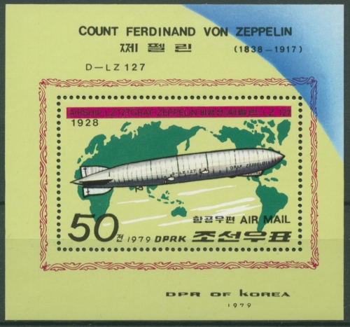 Korea (Nord) 1979 Luftschiffe: LZ 127 Graf Zeppelin Block 55 postfrisch (C30479)