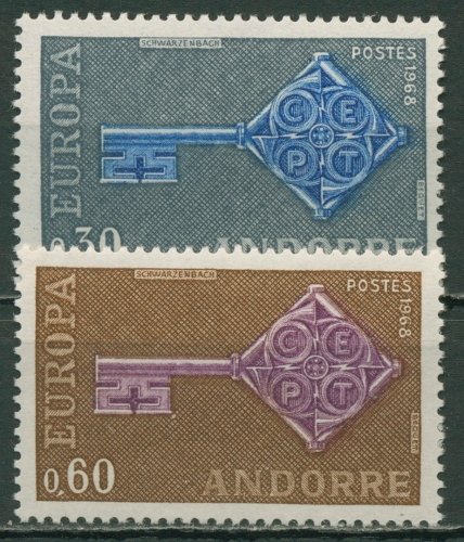 Andorra (frz.) 1968 Europa CEPT Schlüssel 208/09 postfrisch