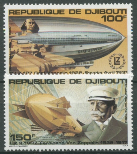 Dschibuti 1980 80 Jahre Zeppeline Luftschiff Graf Zeppelin 285/86 postfrisch