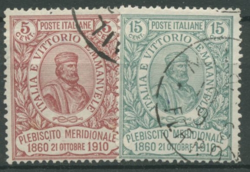 Italien 1910 50 J. Volksabstimmung in Neapel Guiseppe Garibaldi 97/98 gestempelt