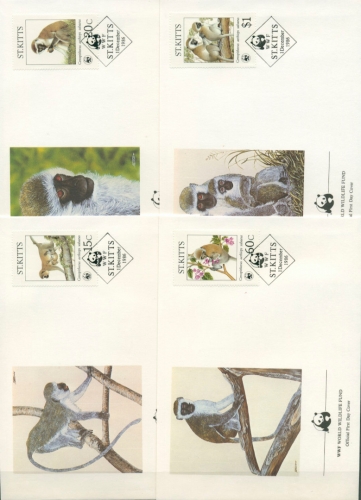 St. Kitts 1986 WWF Meerkatzen 184/87 FDC (X30648)