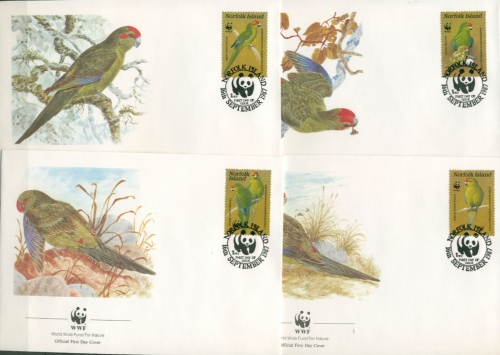 Norfolk-Insel 1987 WWF Naturschutz Laufsittich 421/24 FDC (X30673)