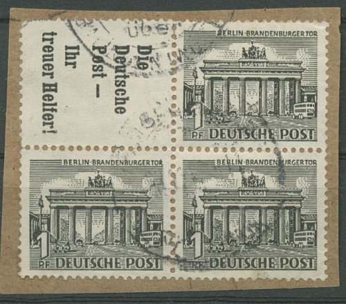 Berlin Zusammendrucke 1952 Berliner Bauten W 39 (+Paar) gestempelt Briefstück