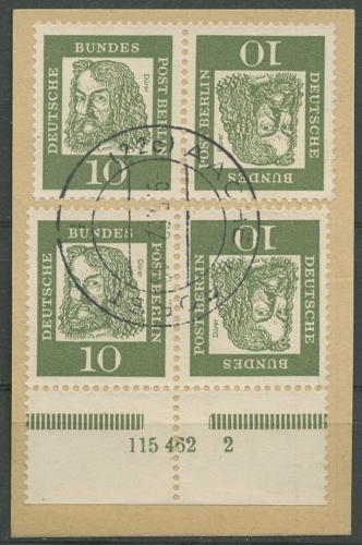 Berlin Zusammendrucke 1962 Dürer K3 mit HAN 115 462.2 gestempelt Briefstück