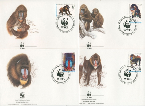 Äquatorialguinea 1991 WWF Affe Mandrill 1731/34 FDC (X30702)