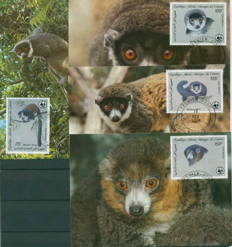 Komoren 1987 WWF Naturschutz Mongozmaki 792/95 Maximumkarten (X30705)