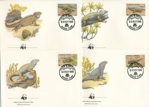 Turks- und Caicos-Inseln 1986 WWF Reptilien 777/80 FDC (X30719)