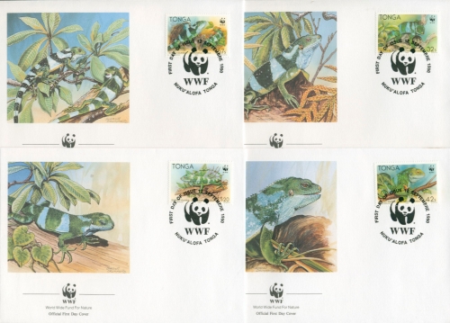 Tonga 1990 WWF Naturschutz Kurzkammleguan 1140/43 FDC (X30723)