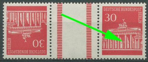 Berlin ZD 1966 Brandenburger Tor mit Plattenfehler KZ 3a mit 288 I postfrisch