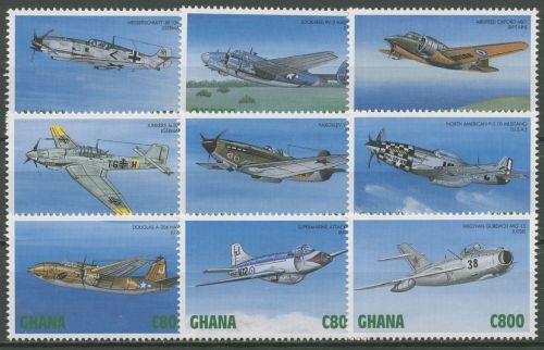 Ghana 1998 Geschichte der Luftfahrt Kampfflugzeuge 2733/41 postfrisch