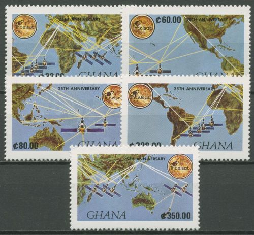 Ghana 1990 25 Jahre Satellitensystem INTELSAT 1387/91 postfrisch