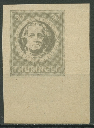 SBZ Thüringen 1945 Freim. Vollgummi 99 BX ap1 Ecke unt. rechts postfrisch