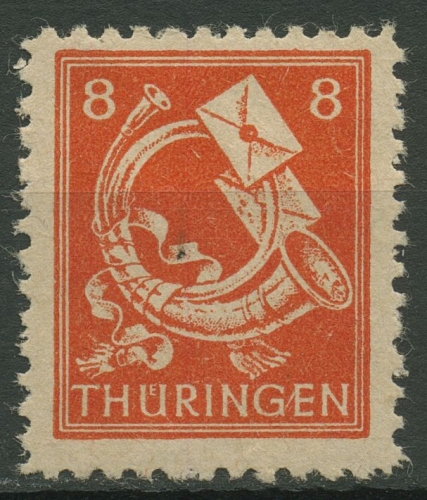 SBZ Thüringen 1945 Freimarke Spargummierung 96 AY y postfrisch geprüft