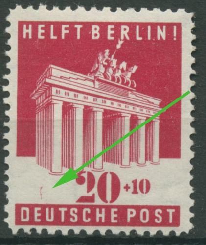 Bizone 1948 BERLIN-HILFE mit Plattenfehler 102 E ?? postfrisch