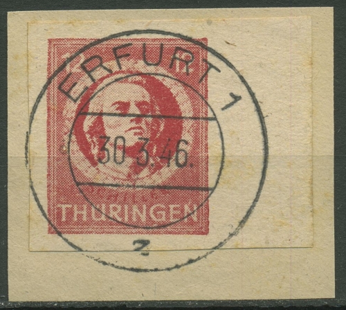 SBZ Thüringen 1945 Freim. Vollgummi ungezähnt! 97 AX aq U gestempelt geprüft