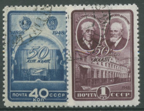 Sowjetunion 1948 50 Jahre Künstlertheater Moskau 1286/87 gestempelt