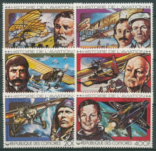 Komoren 1978 Geschichte der Luftfahrt Lilienthal Wright 429/34 A postfrisch