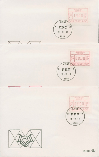 Belgien Automatenmarken 1981 Ersttagsbrief ATM 1.1 x S1 P 3001 FDC (X17123)