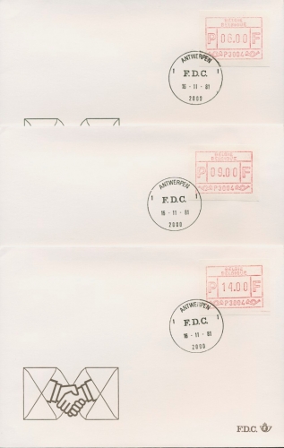Belgien Automatenmarken 1981 Ersttagsbrief ATM 1.1 x S1 P 3004 FDC (X17126)