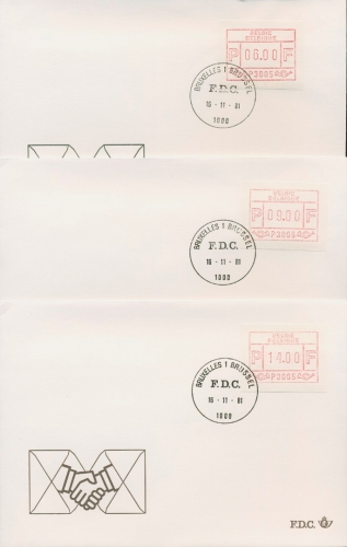 Belgien Automatenmarken 1981 Ersttagsbrief ATM 1.1 x S1 P 3005 FDC (X17127)