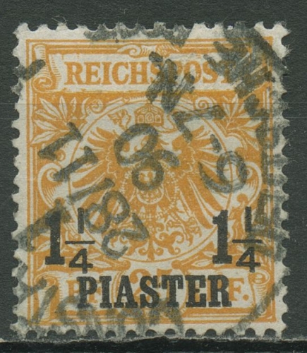 Deutsche Post in der Türkei 1889 mit Aufdruck 9 a gestempelt geprüft, kl. Einriß