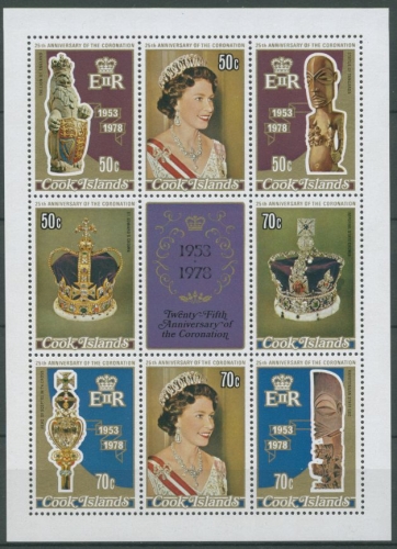 Cook-Inseln 1978 Krönungsjubiläum Königin Elisabeth Block 82 postfrisch (C27875)