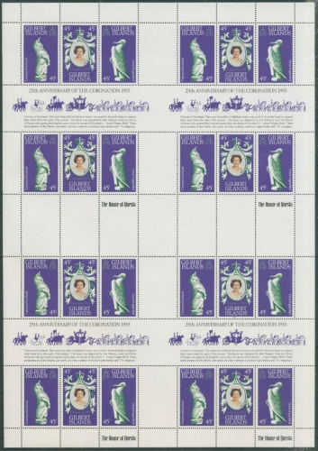 Kiribati Gilbert-Inseln 1978 Krönungsjubiläum 307/09 Bogen postfrisch (SG27907)