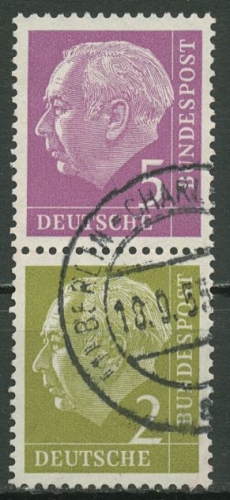 Bund 1955 Heuss Zusammendruck S 19 gestempelt