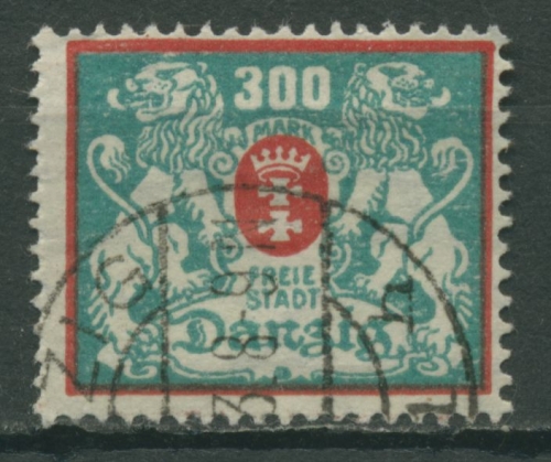 Danzig 1923 Staatswappen ohne Unterdruck 130 F gestempelt, Massenentwertung