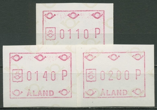 Aland 1984 Automatenmarken Posthörner Satz 3 Werte ATM 1 S 1 postfrisch