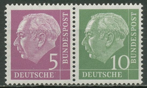 Bund 1958 Heuss und Ziffer Zusammendruck W 19 X postfrisch