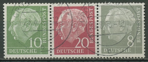 Bund 1960 Heuss/Ziffer (WZ lg.) Zusammendruck W 22 YI TOP-Stempel geprüft