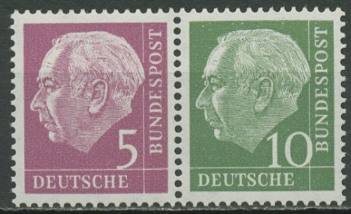 Bund 1960 Heuss/Ziffer (WZ liegend) Zusammendruck W 19 YII postfrisch