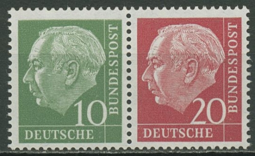 Bund 1960 Heuss/Ziffer (WZ liegend) Zusammendruck W 21 YII postfrisch