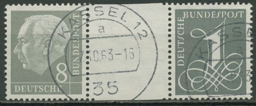 Bund 1960 Heuss/Ziffer (WZ liegend) Zusammendruck WZ 15 b YII gestempelt