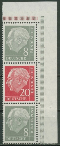 Bund 1960 Heuss/Ziffer (WZ lg.) Zusammendruck Ecke ER S 50 YII postfrisch
