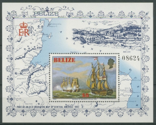 Belize 1982 Historische Schiffe Seeschlacht Block 48 postfrisch (C27964)