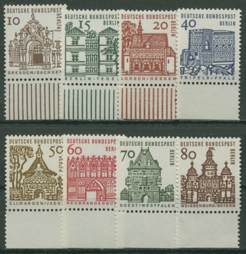 Berlin 1964/65 kleine Bauwerke mit Unterrand 242/49 UR postfrisch