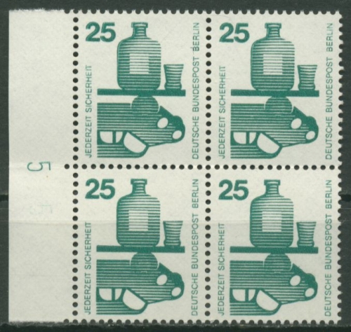 Berlin 1971 Unfallverhütung Druckerzeichen 405 DZ 5 4er-Bl. postfr. vorgefaltet