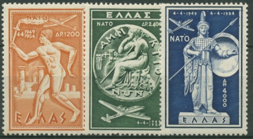 Griechenland 1954 Nordatlantikpakt NATO Flugzeug Münze 615/17 postfrisch