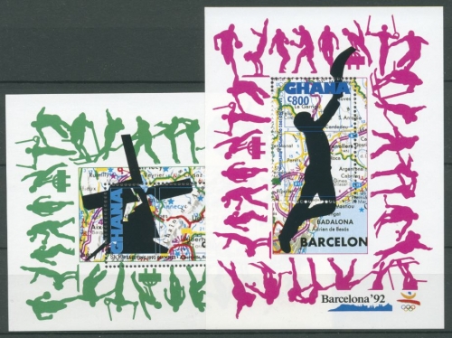 Ghana 1992 Olymp. Spiele Albertville Barcelona Block 193/94 postfrisch (C28020)